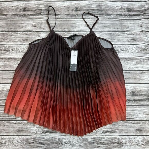 Banana Republic Women's Accordion Pleat Brown Red Ombre Tank Top XS Extra Small - Picture 3 of 12